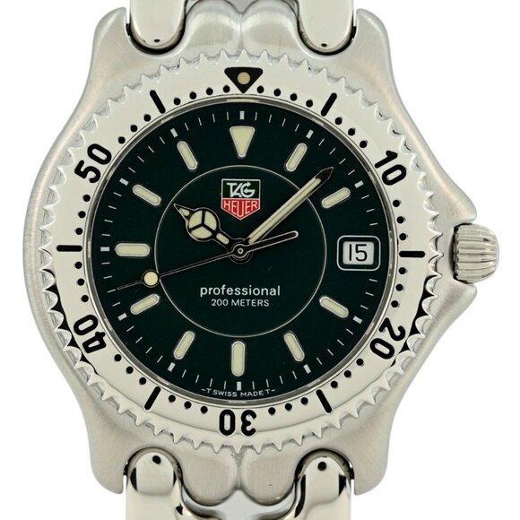 RARE Men's 38mm Tag Heuer Professional SEL 200m Green Dial Watch! WG1119.BA0423!